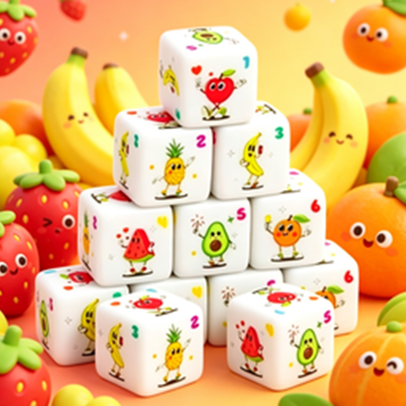 Board Game Live - 12 stuks dobbelstenenset met fruitthema, geschikt